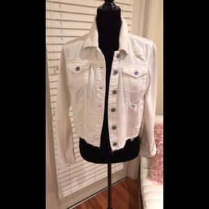 White Denim Distressed Jacket